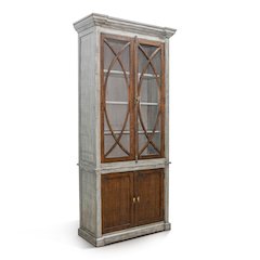 Two-Tone Display Cabinet with Glass Doors