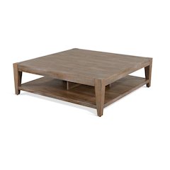 48" Modern Mindi Wood Cocktail Table in Weathered Brown