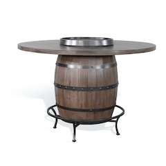 Round Pub Table with Wine Barrel Base
