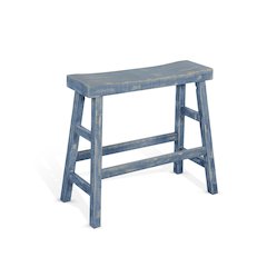 Ocean Blue 30'H Bench, Wood Seat