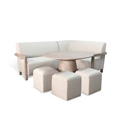5-Piece Upholstered Breakfast Nook Set with Round Pedestal Table