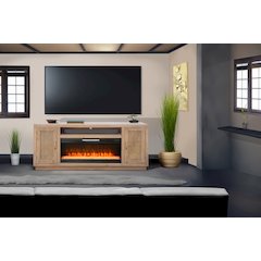 78" Cane Media Console with Electric Fireplace