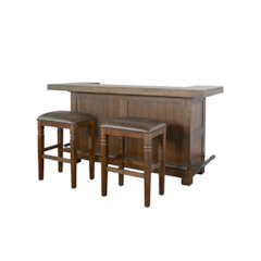 80" Traditional Wood Home Bar with Stools