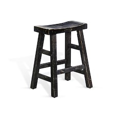 Black Sand Counter Saddle Seat Stool, Wood Seat (Set of 2)