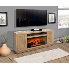 78" Cane Media Console with Electric Fireplace