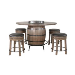Round Pub Table with Wine Barrel Set