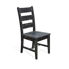 Black Sand Ladderback Chair with Turnbuckle, Wood Seat (Set of 2)