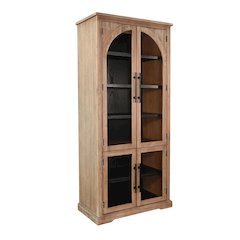 Elena Tall Wood Cabinet with Arched Glass Doors