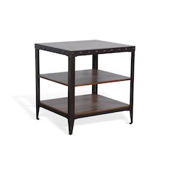 San Diego Metal & Solid Wood End Table in Brown