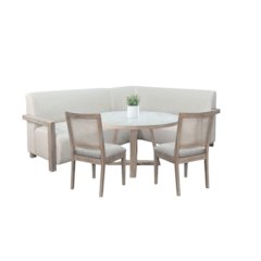4-Piece Upholstered Dining Set with Round Table