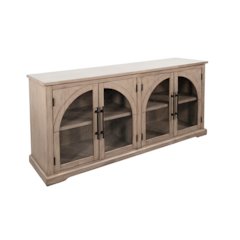 Elena Modern Wood Display Cabinet with Arched Glass Doors