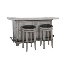 80" Traditional Wood Home Bar with Stools