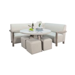 5-Piece Corner Dining Nook Set with Light Wood Table