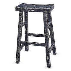 Black Sand Bar Saddle Seat Stool, Wood Seat (Set of 2)