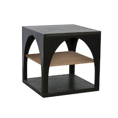 Modern Wood End Table with Arched Open Shelf Design