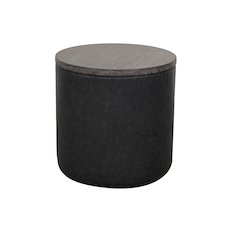Modern Round Storage Ottoman with Wood Lid