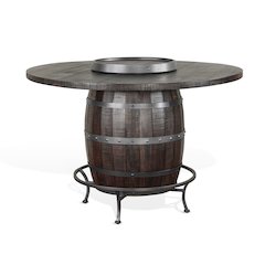 Round Pub Table with Wine Barrel Base