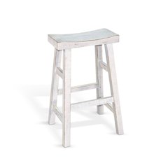 White Sand Bar Saddle Seat Stool, Wood Seat (Set of 2)