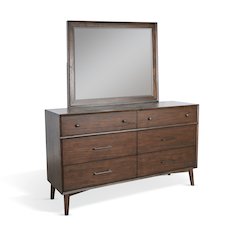 American Modern 6 Drawer Dresser with Mirror