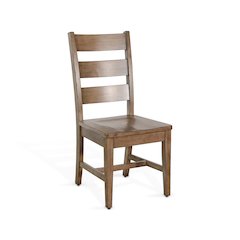 Ladderback Chair with Stretchers, Wood Seat (Set of 2)