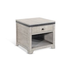 Traditional Mahogany Wood End Table in Alpine Gray