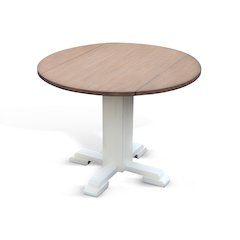 Drop Leaf Round Table, Buckskin/Marble White