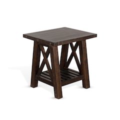 Vivian 24" Farmhouse Mahogany Wood End Table in Dark Brown
