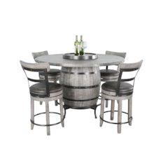 Round Pub Table with Wine Barrel Set
