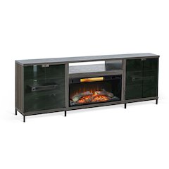 70" Media Console with Electric Fireplace, Grey Walnut Melamine