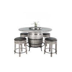 Round Pub Table with Wine Barrel Set