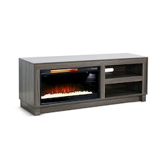 56" Media Console with Electric Fireplace, Grey Walnut Melamine