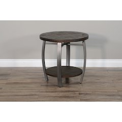 Homestead 24" Mahogany Wood & Metal End Table in Tobacco Leaf