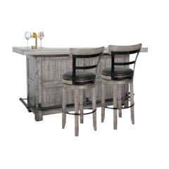 80" Traditional Wood Home Bar with Stools