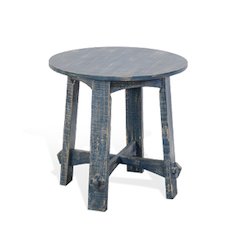 Marina Farmhouse Mahogany Wood End Table in Ocean Blue