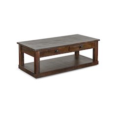 Dark Brown Coffee Table with Casters for Easy Mobility and Traditional Style