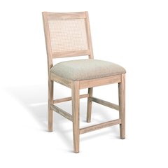 Cane Back Cushion Seat Counter Stool (Set of 2)