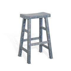 Ocean Blue Bar Saddle Seat Stool, Wood Seat (Set of 2)