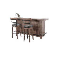 80" Traditional Wood Home Bar with Stools