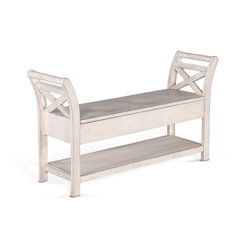 48" Accent Bench withStorage, Marble White