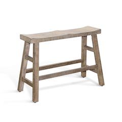 Beach Pebble Counter Bench, Wood Seat