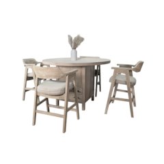 Round Dining Set with Built-in Storage Cabinet and Drawers