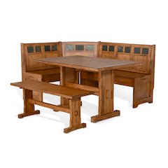 Sedona Farmhouse Wood Breakfast Nook Set in Rustic Oak