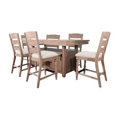 Rustic Counter-Height Extension Dining Set with Barn Door Storage