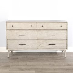 Sunny Designs American Modern 6-Drawer Mindi Wood Dresser in Modern Gray
