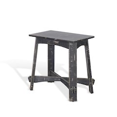 Marina Farmhouse Mahogany Wood Chair Side Table in Black Sand