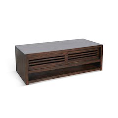 Coffee Table with Sliding Doors & Casters