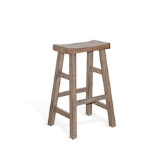 Beach Pebble Bar Saddle Seat Stool, Wood Seat (Set of 2)