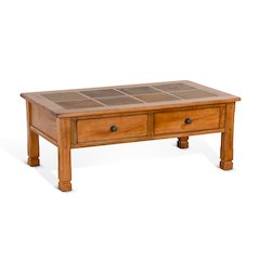 Sedona 49" Transitional Wood Coffee Table in Rustic Oak
