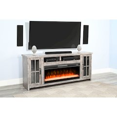 76" Media Console with Electric Fireplace