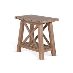 Vivian 16" Farmhouse Mahogany Wood Chair Side Table in Light Brown